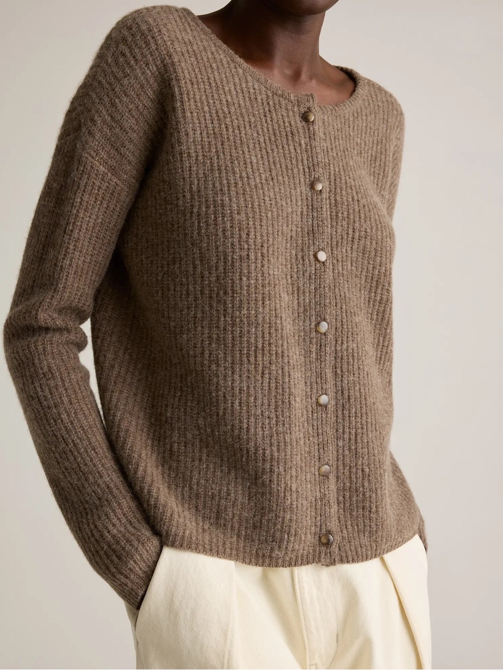 Quince 100% Yak Soft Rib Crew Cardigan size Medium.